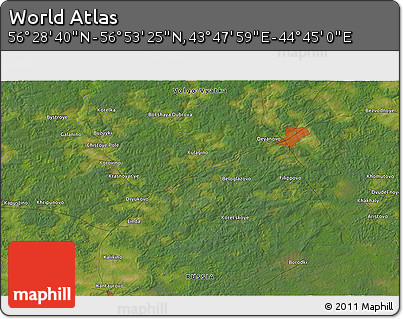 Satellite 3D Map of the Area around 56° 41' 3" N, 44° 16' 29" E