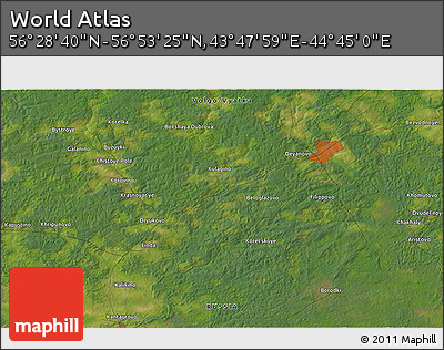 Satellite 3D Map of the Area around 56° 41' 3" N, 44° 16' 29" E