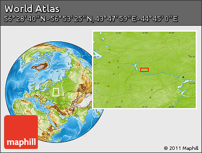 Physical Location Map of the Area around 56° 41' 3" N, 44° 16' 29" E