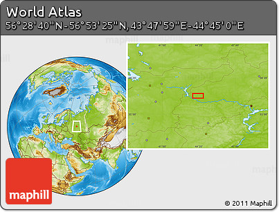 Physical Location Map of the Area around 56° 41' 3" N, 44° 16' 29" E