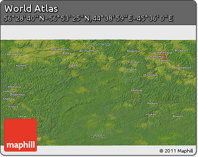 Satellite 3D Map of the Area around 56° 41' 3" N, 45° 7' 30" E