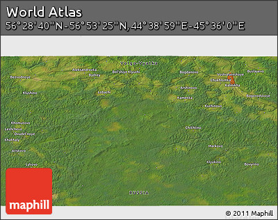 Satellite 3D Map of the Area around 56° 41' 3" N, 45° 7' 30" E
