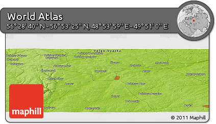 Physical Panoramic Map of the Area around 56° 41' 3" N, 49° 22' 30" E