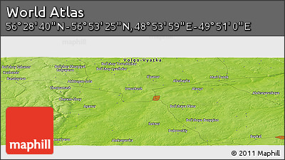 Physical Panoramic Map of the Area around 56° 41' 3" N, 49° 22' 30" E