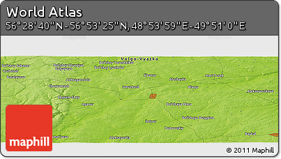 Physical Panoramic Map of the Area around 56° 41' 3" N, 49° 22' 30" E