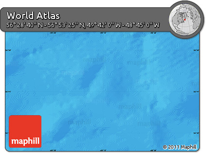 Physical Map of the Area around 56° 41' 3" N, 49° 13' 30" W