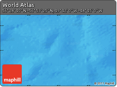 Physical Map of the Area around 56° 41' 3" N, 49° 13' 30" W