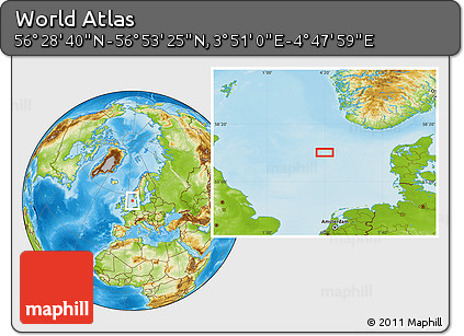Physical Location Map of the Area around 56° 41' 3" N, 4° 19' 30" E