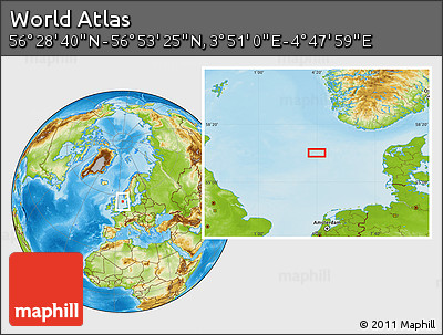 Physical Location Map of the Area around 56° 41' 3" N, 4° 19' 30" E