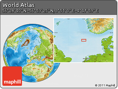 Physical Location Map of the Area around 56° 41' 3" N, 4° 19' 30" E