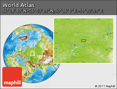 Physical Location Map of the Area around 56° 41' 3" N, 51° 4' 30" E