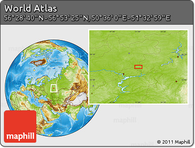 Physical Location Map of the Area around 56° 41' 3" N, 51° 4' 30" E