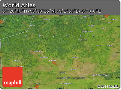 Satellite Map of the Area around 56° 41' 3" N, 65° 31' 30" E