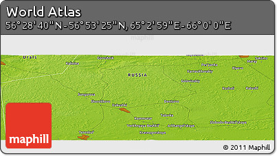 Physical Panoramic Map of the Area around 56° 41' 3" N, 65° 31' 30" E