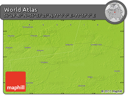 Physical Map of the Area around 56° 41' 3" N, 71° 28' 29" E