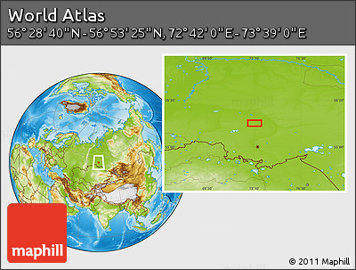 Physical Location Map of the Area around 56° 41' 3" N, 73° 10' 30" E