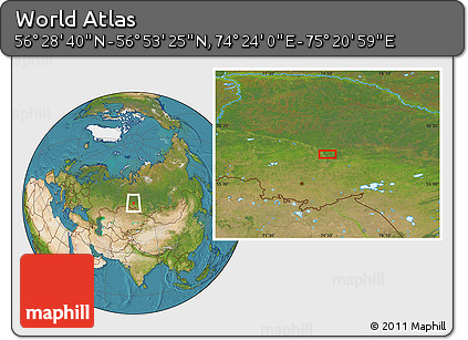Satellite Location Map of the Area around 56° 41' 3" N, 74° 52' 30" E