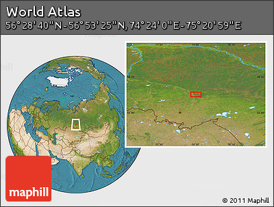 Satellite Location Map of the Area around 56° 41' 3" N, 74° 52' 30" E