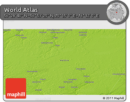 Physical 3D Map of the Area around 56° 41' 3" N, 75° 43' 29" E