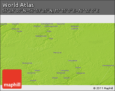 Physical 3D Map of the Area around 56° 41' 3" N, 75° 43' 29" E
