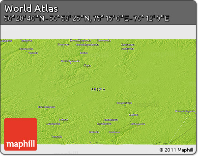 Physical 3D Map of the Area around 56° 41' 3" N, 75° 43' 29" E