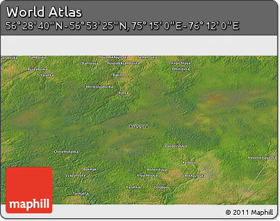 Satellite 3D Map of the Area around 56° 41' 3" N, 75° 43' 29" E
