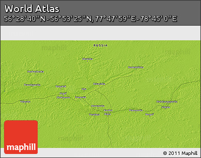 Physical 3D Map of the Area around 56° 41' 3" N, 78° 16' 30" E