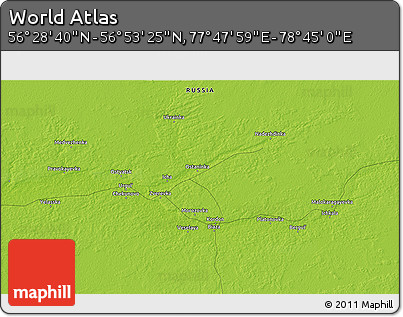 Physical 3D Map of the Area around 56° 41' 3" N, 78° 16' 30" E
