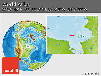 Physical Location Map of the Area around 56° 41' 3" N, 81° 31' 30" W