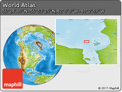 Physical Location Map of the Area around 56° 41' 3" N, 81° 31' 30" W