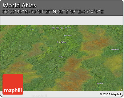 Satellite 3D Map of the Area around 56° 41' 3" N, 82° 31' 30" E