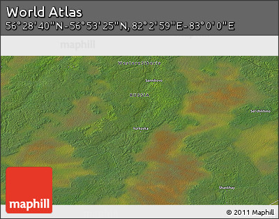 Satellite 3D Map of the Area around 56° 41' 3" N, 82° 31' 30" E