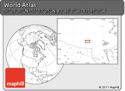 Blank Location Map of the Area around 56° 41' 3" N, 83° 13' 29" W