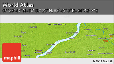 Physical Panoramic Map of the Area around 56° 41' 3" N, 84° 13' 29" E