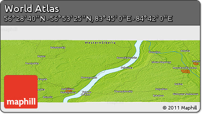 Physical Panoramic Map of the Area around 56° 41' 3" N, 84° 13' 29" E