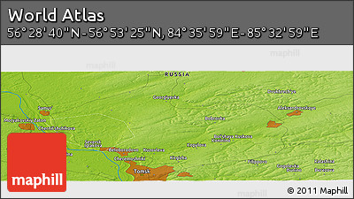 Physical Panoramic Map of the Area around 56° 41' 3" N, 85° 4' 29" E