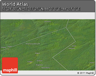 Satellite 3D Map of the Area around 56° 41' 3" N, 88° 28' 29" E