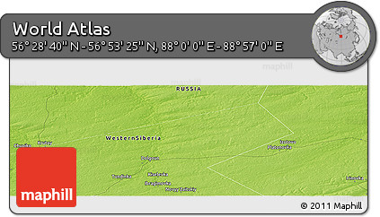 Physical Panoramic Map of the Area around 56° 41' 3" N, 88° 28' 29" E