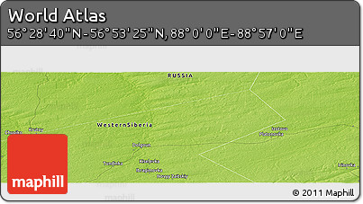 Physical Panoramic Map of the Area around 56° 41' 3" N, 88° 28' 29" E