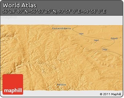 Political 3D Map of the Area around 56° 41' 3" N, 94° 25' 30" E