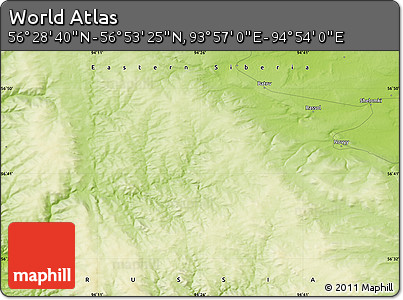 Physical Map of the Area around 56° 41' 3" N, 94° 25' 30" E
