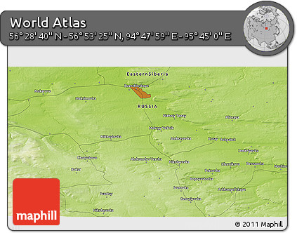 Physical 3D Map of the Area around 56° 41' 3" N, 95° 16' 30" E