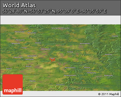 Satellite 3D Map of the Area around 56° 41' 3" N, 96° 7' 30" E