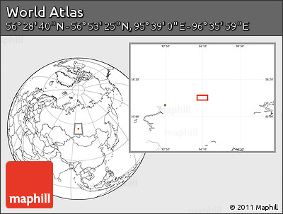 Blank Location Map of the Area around 56° 41' 3" N, 96° 7' 30" E