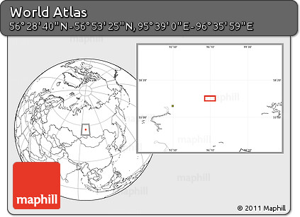 Blank Location Map of the Area around 56° 41' 3" N, 96° 7' 30" E