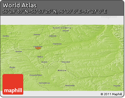 Physical 3D Map of the Area around 56° 41' 3" N, 96° 58' 29" E