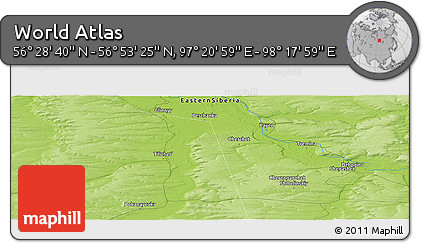 Physical Panoramic Map of the Area around 56° 41' 3" N, 97° 49' 29" E