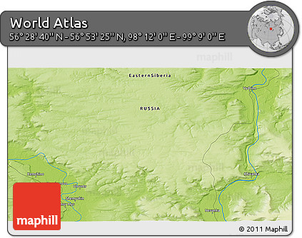 Physical 3D Map of the Area around 56° 41' 3" N, 98° 40' 30" E