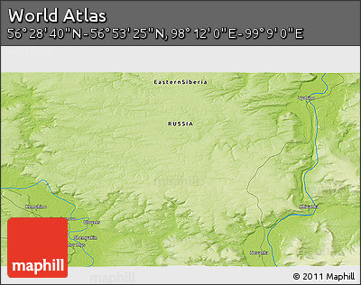 Physical 3D Map of the Area around 56° 41' 3" N, 98° 40' 30" E
