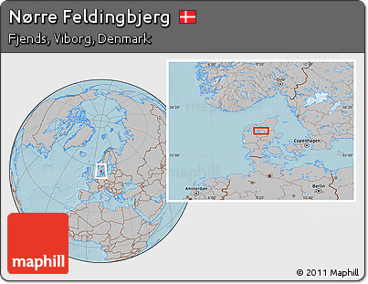 Gray Location Map of Nørre Feldingbjerg, hill shading
